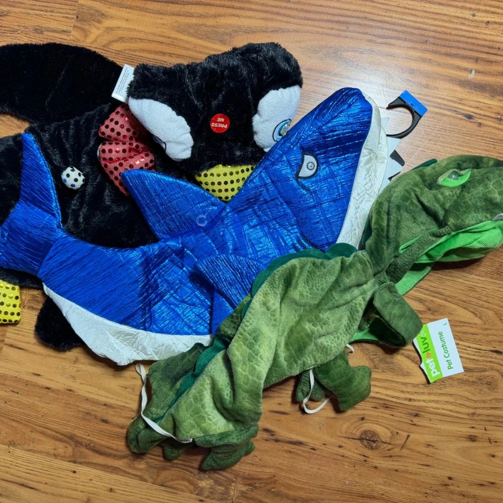Pet Costume Lot Shark Dinosaur Princess Rainbow Tutu Patriot Mummy L XL NEW